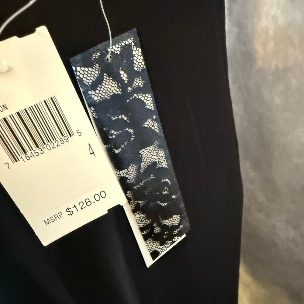 Kensie Black Sheer Formal Overlay Dress with Slip illusion neckline– Size 4 - Picture 4 of 11